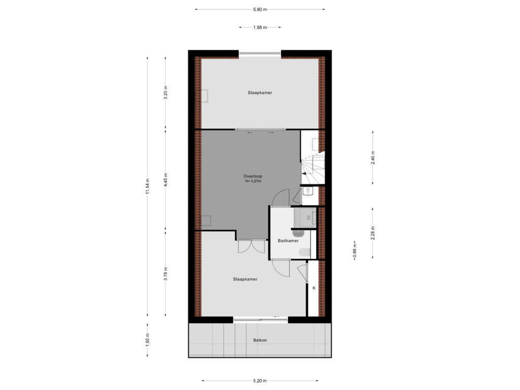 View floorplan of 2e Verdieping of Blommersdijkselaan 36