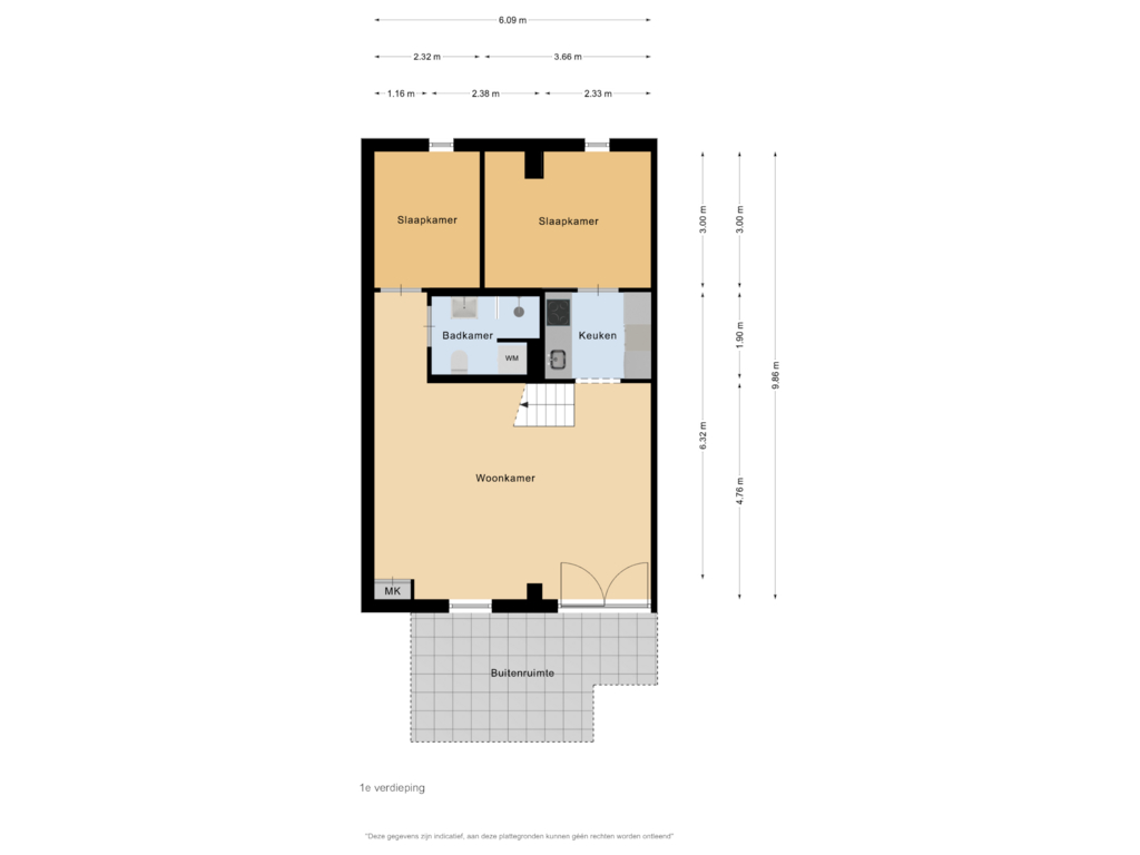 Bekijk plattegrond van 1e verdieping van Dijckmansstraat 2-G