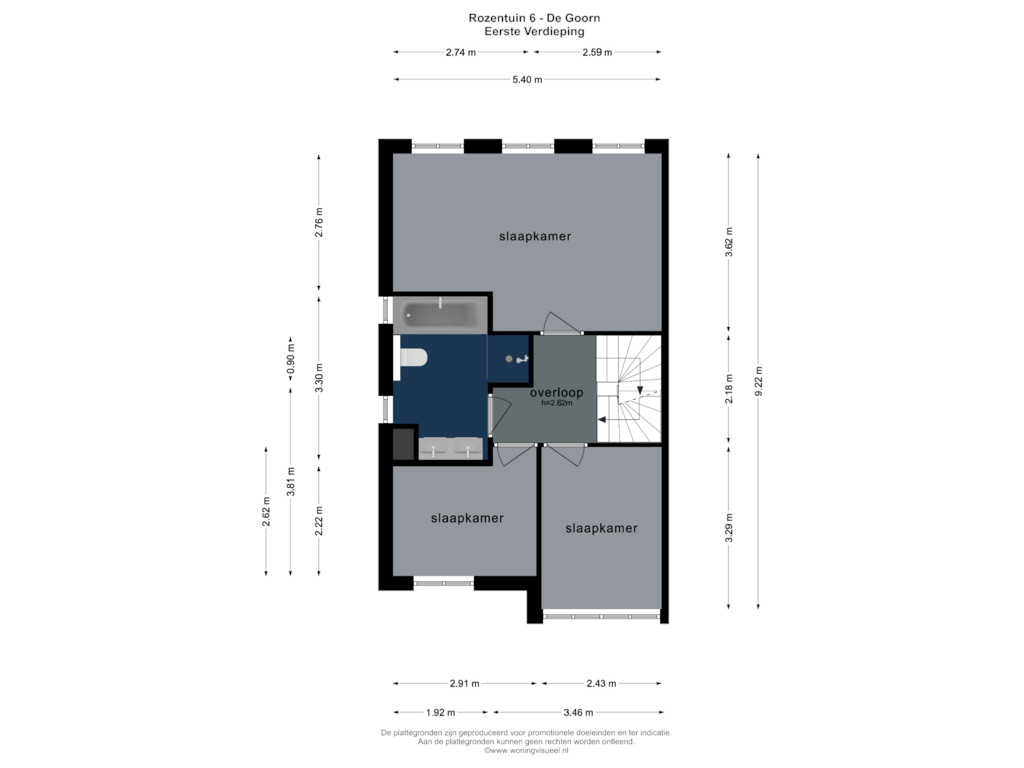 Bekijk plattegrond van EERSTE VERDIEPING van Rozentuin 6