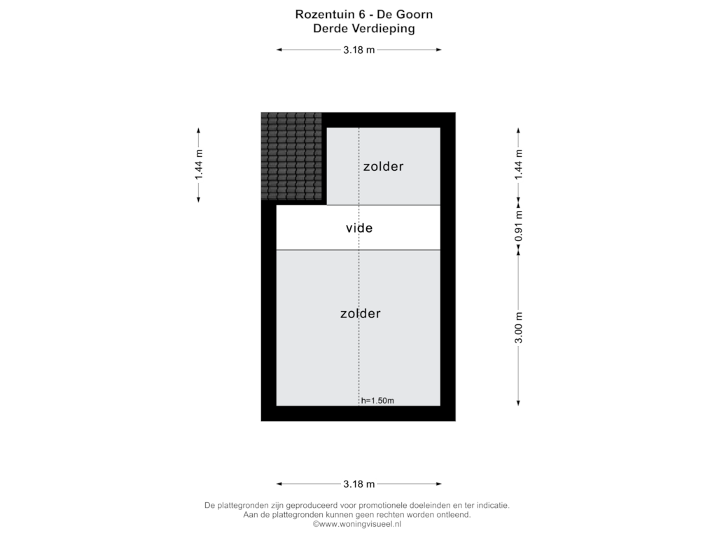 Bekijk plattegrond van DERDE VERDIEPING van Rozentuin 6