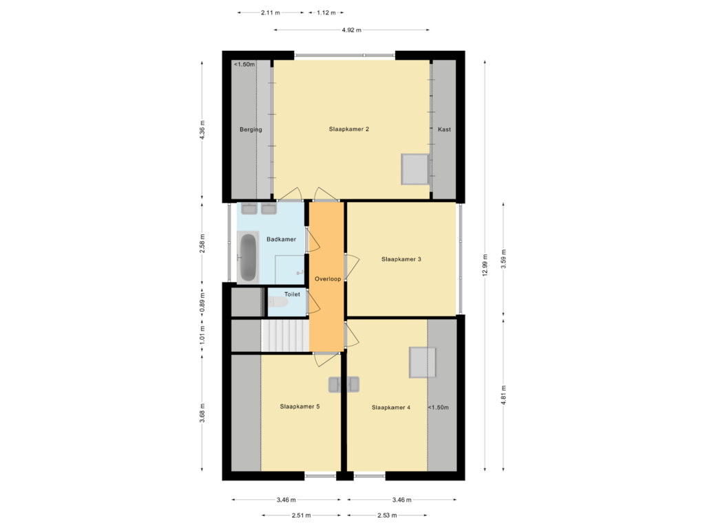 View floorplan of Eerste verdieping of Choristenpad 55