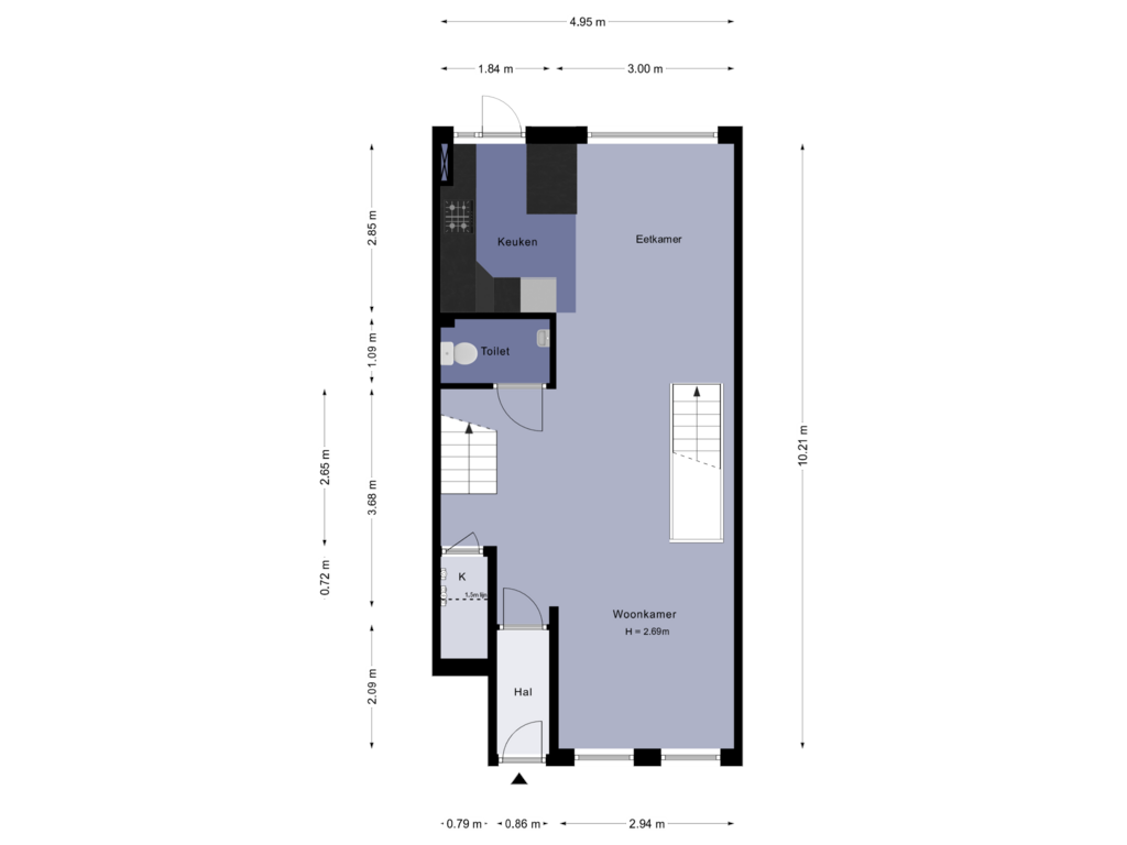 Bekijk plattegrond van Begane grond van Essenburgsingel 31-B