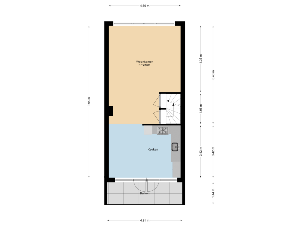 View floorplan of 1e Verdieping of Hornwaard 4