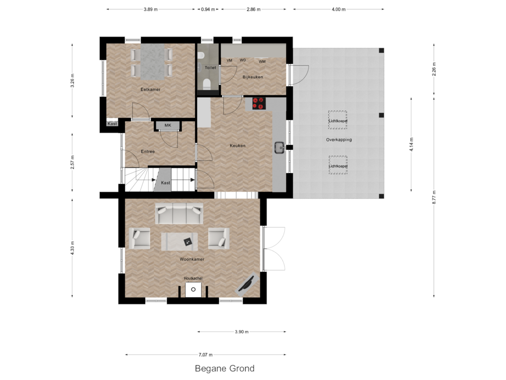 View floorplan of Begane Grond of Looi 1-B