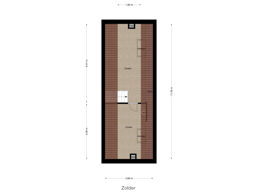 View floorplan of Zolder of Looi 1-B