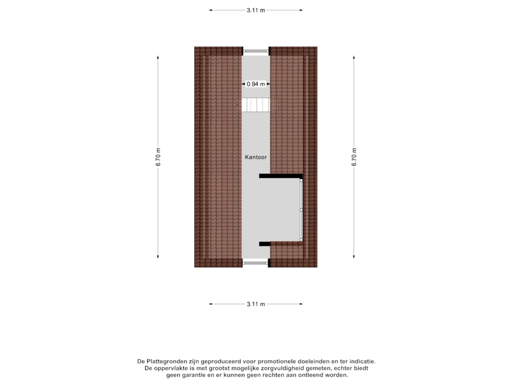 Bekijk plattegrond van Kantoor eerste verdieping van Geeresteinselaan 16-A