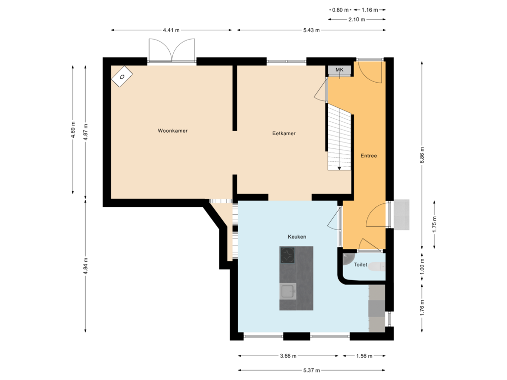 View floorplan of Begane grond of Opzoomerlaan 13