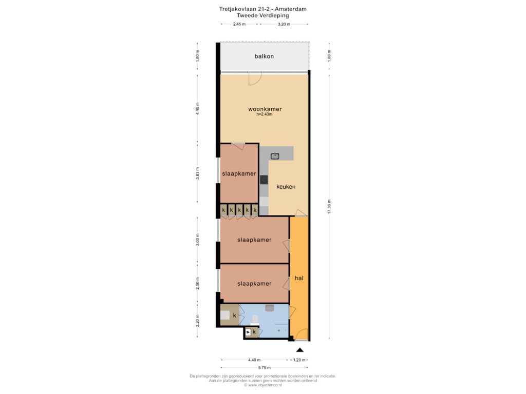 Bekijk plattegrond van TWEEDE VERDIEPING van Tretjakovlaan 22