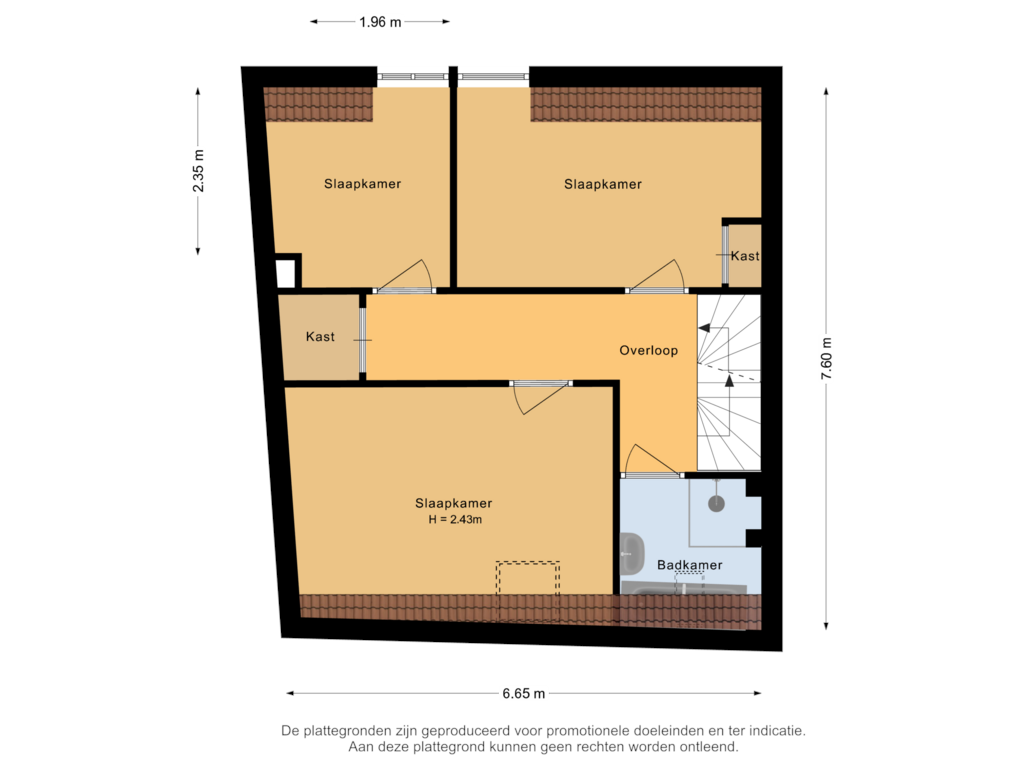 View floorplan of Tweede verdieping of Sint Janstraat 3-D