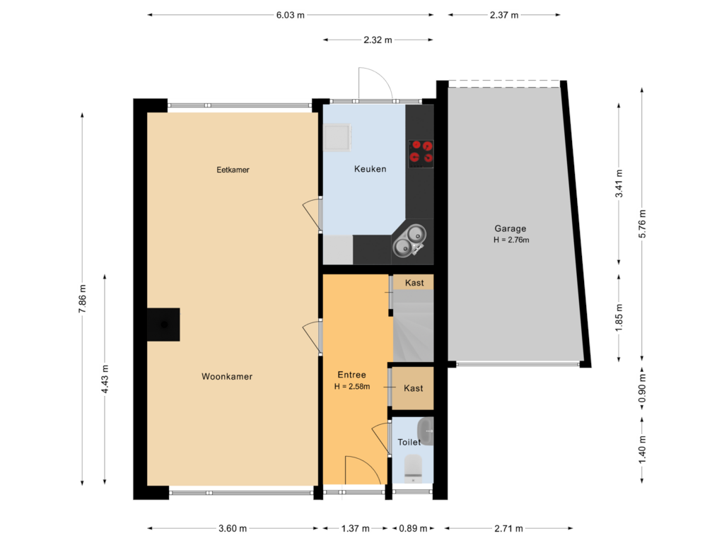 Bekijk plattegrond van Begane grond van Bothastraat 38