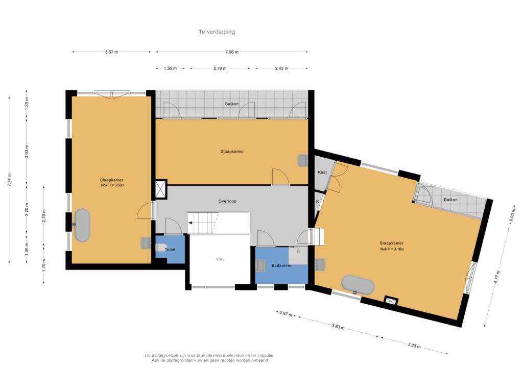 View floorplan of 1e verdieping of Eleonoraweg 12