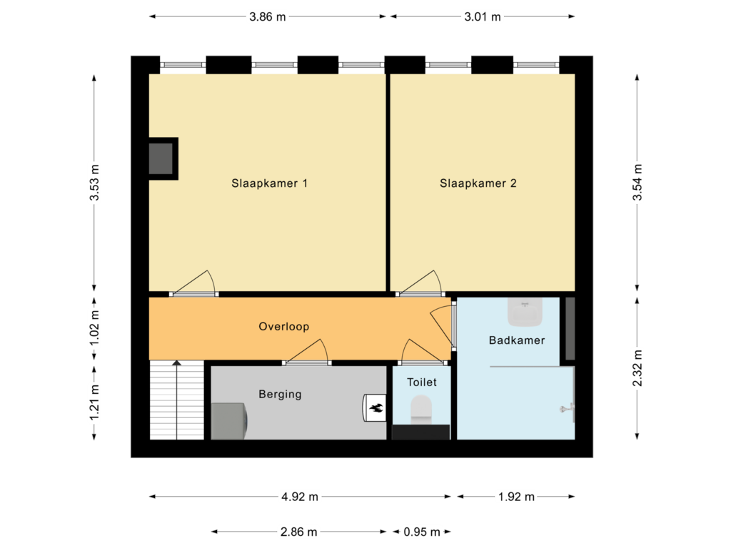 View floorplan of Tweede  Woonlaag of Dr. Struyckenstraat 98-B30