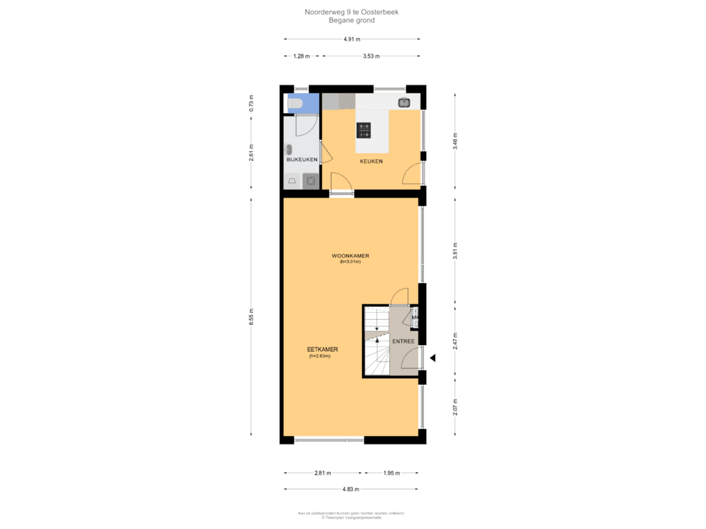 Bekijk plattegrond van Begane grond van Noorderweg 9