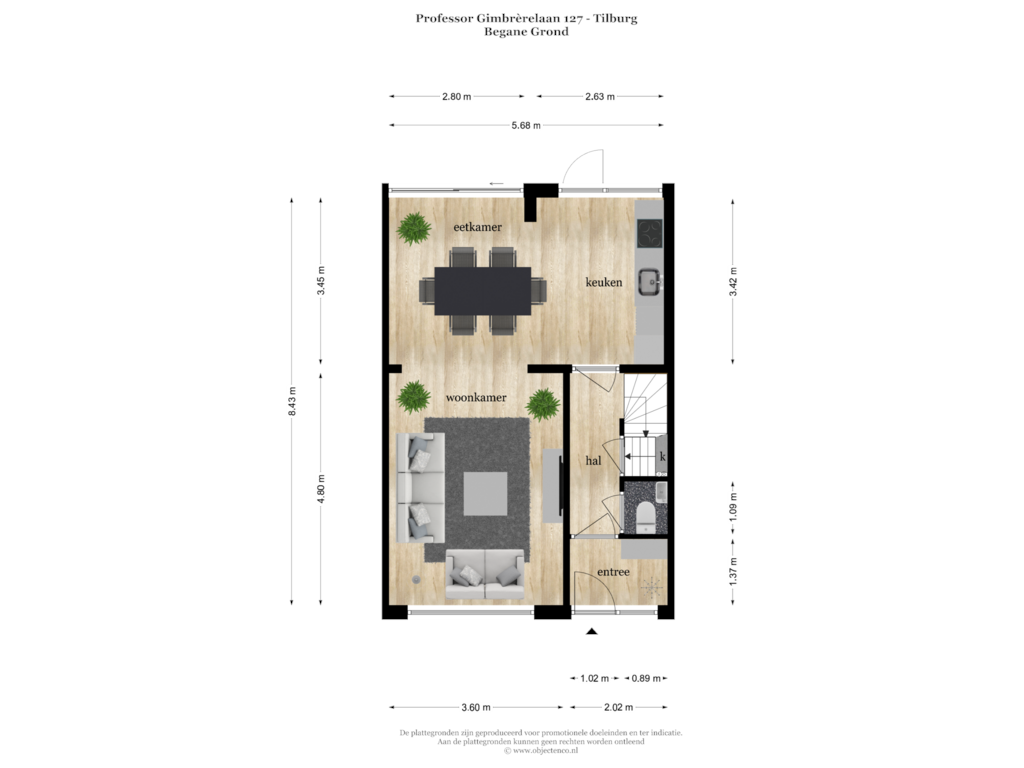 Bekijk plattegrond van BEGANE GROND van Professor Gimbrèrelaan 127