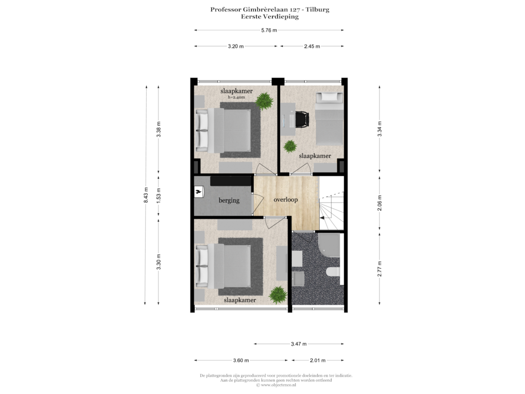 Bekijk plattegrond van EERSTE VERDIEPING van Professor Gimbrèrelaan 127