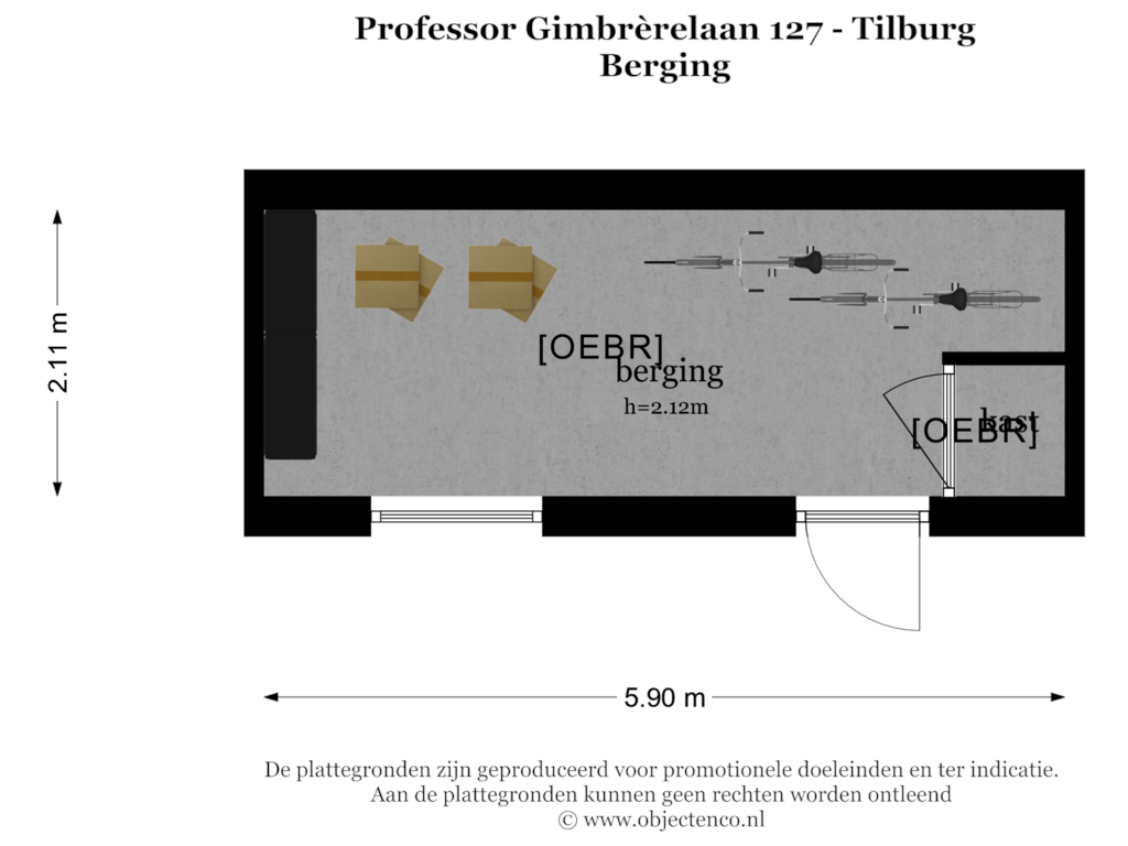 Bekijk plattegrond van BERGING van Professor Gimbrèrelaan 127