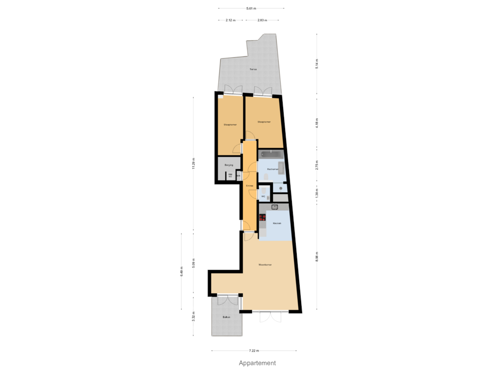 Bekijk plattegrond van Appartement van Touwslagersbaan 24-A