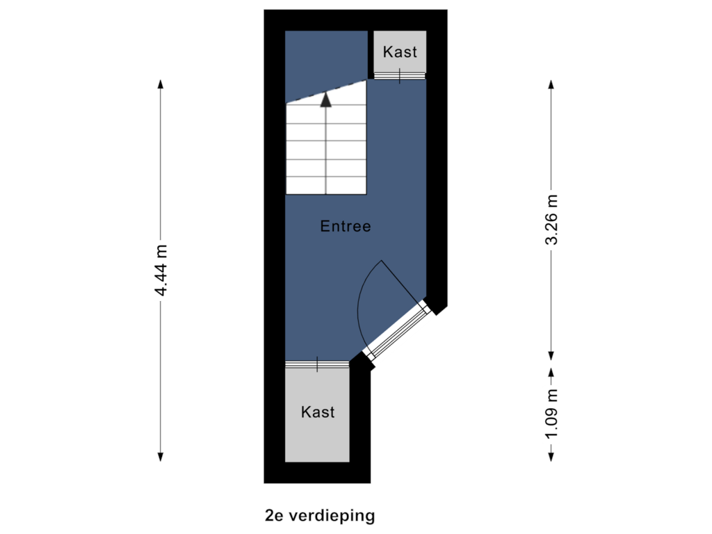 View floorplan of 1e verdieping of Pieter de Hoochstraat 3-2