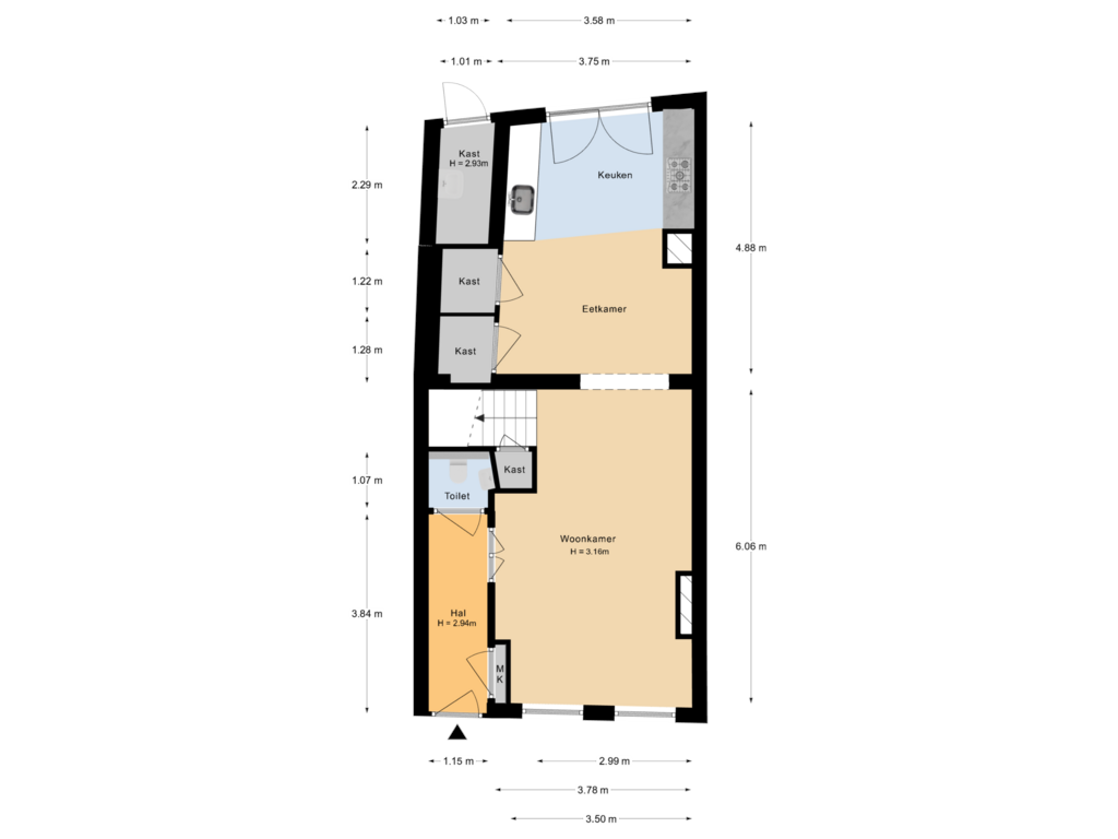 Bekijk plattegrond van Begane grond van Peperstraat 20