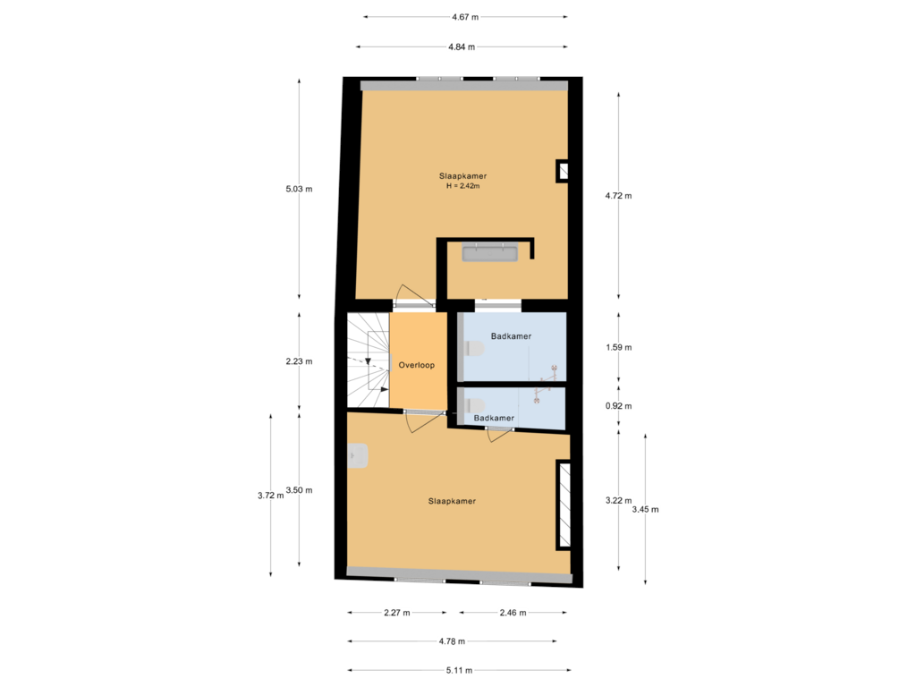 Bekijk plattegrond van 1e verdieping van Peperstraat 20