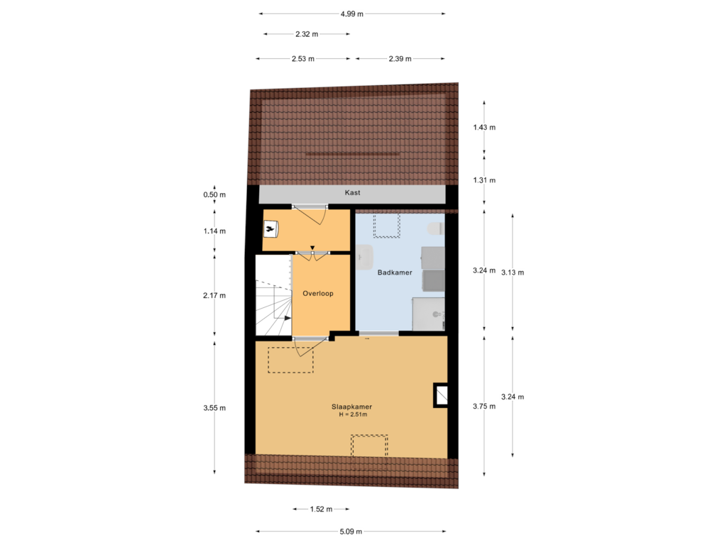 Bekijk plattegrond van 2e verdieping van Peperstraat 20