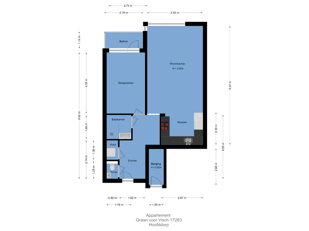 View floorplan of Appartement of Graan voor Visch 17263