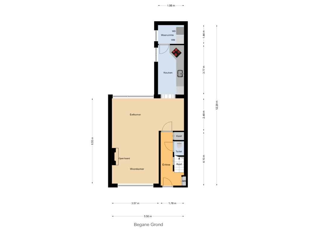 Bekijk plattegrond van Begane Grond van Oude Boogaert 15