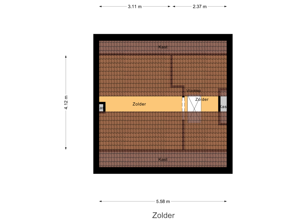 Bekijk plattegrond van Zolder van Oude Boogaert 15