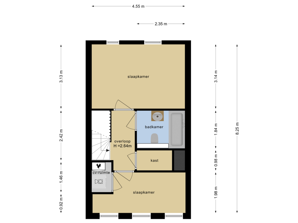 Bekijk plattegrond van Tweede Verdieping van Pieter van der Werfstraat 110