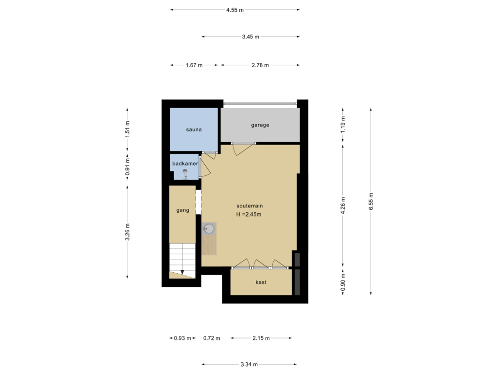 Bekijk plattegrond van Souterrain van Pieter van der Werfstraat 110