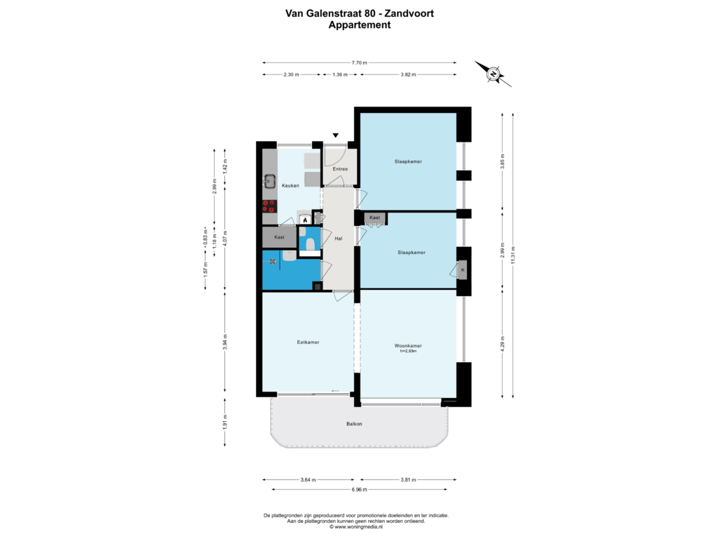 View floorplan of Appartement of van Galenstraat 80