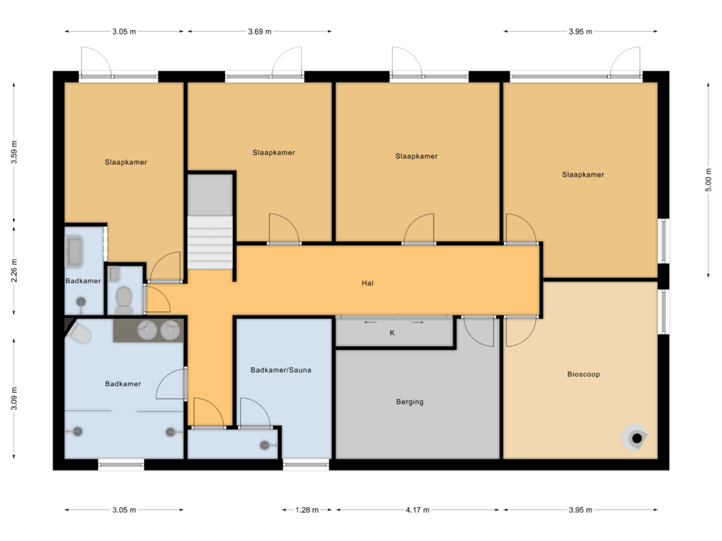 View floorplan of Souterrain of Dwarsweg 19