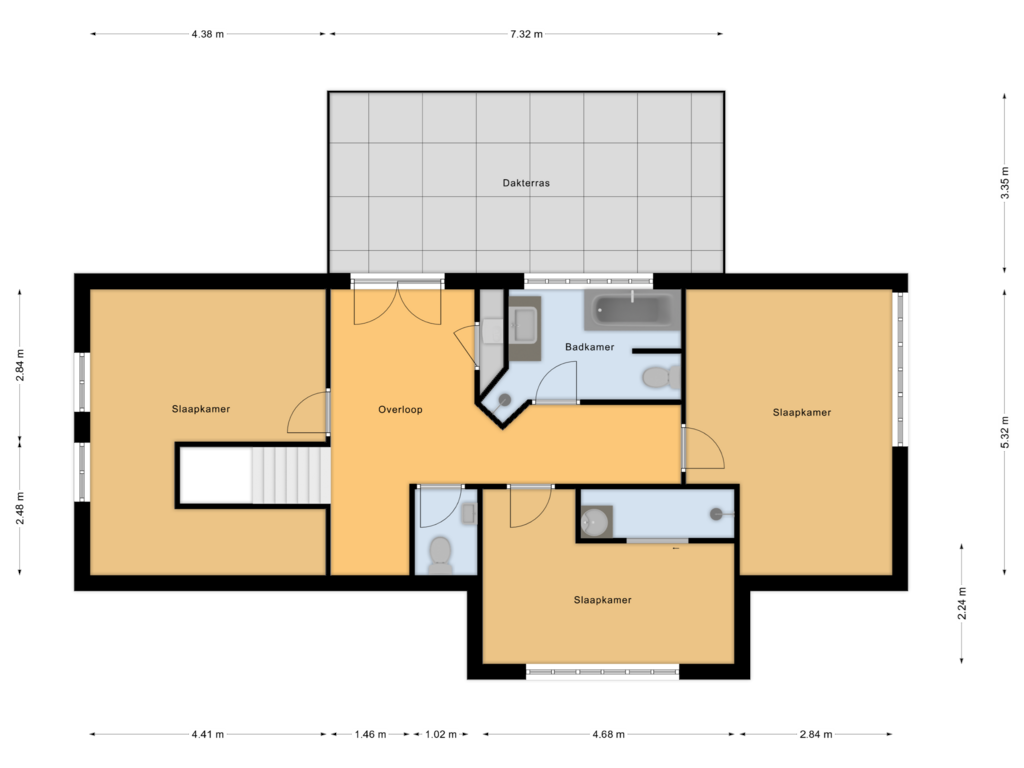 View floorplan of 1e Verdieping of Dwarsweg 19