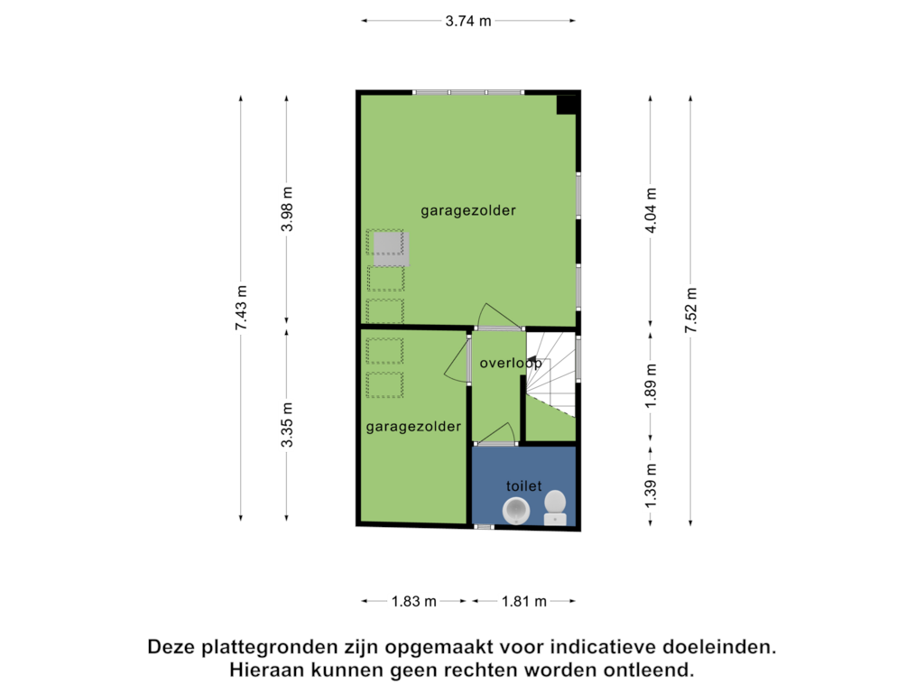 Bekijk plattegrond van Garage  - Zolder van Jachtlaan 231