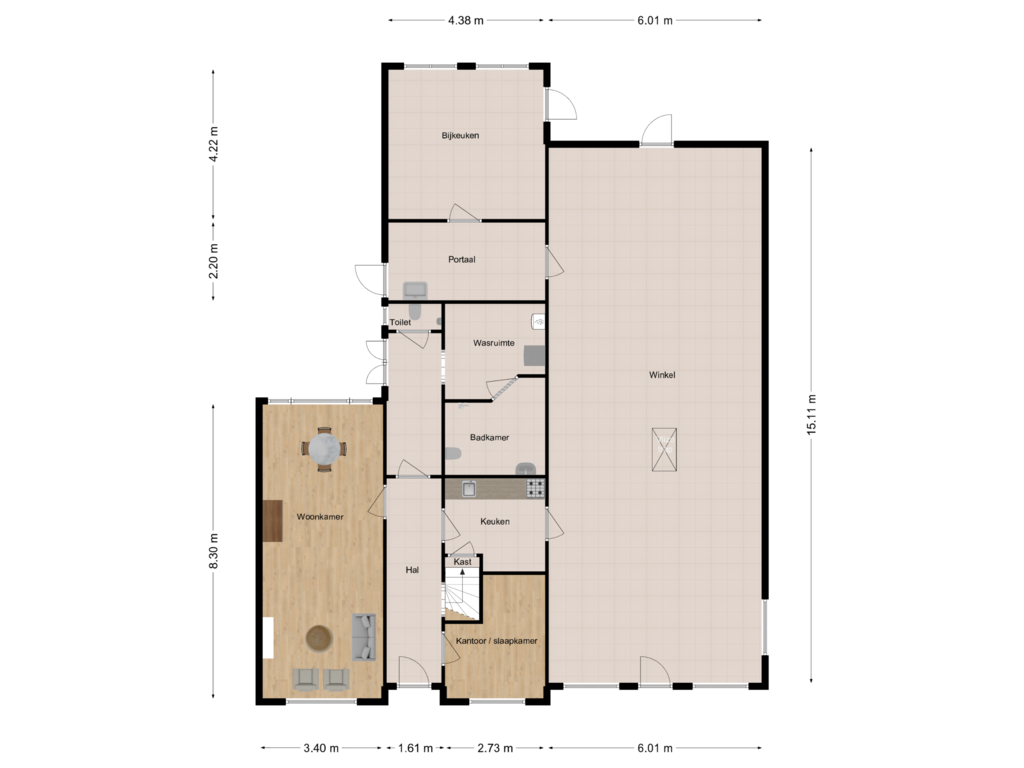 Bekijk plattegrond van Begane grond van Kerkstraat 18