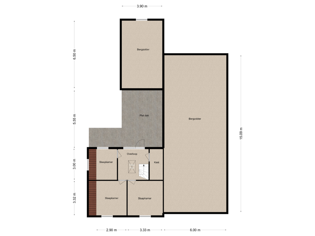 Bekijk plattegrond van 1e verdieping van Kerkstraat 18