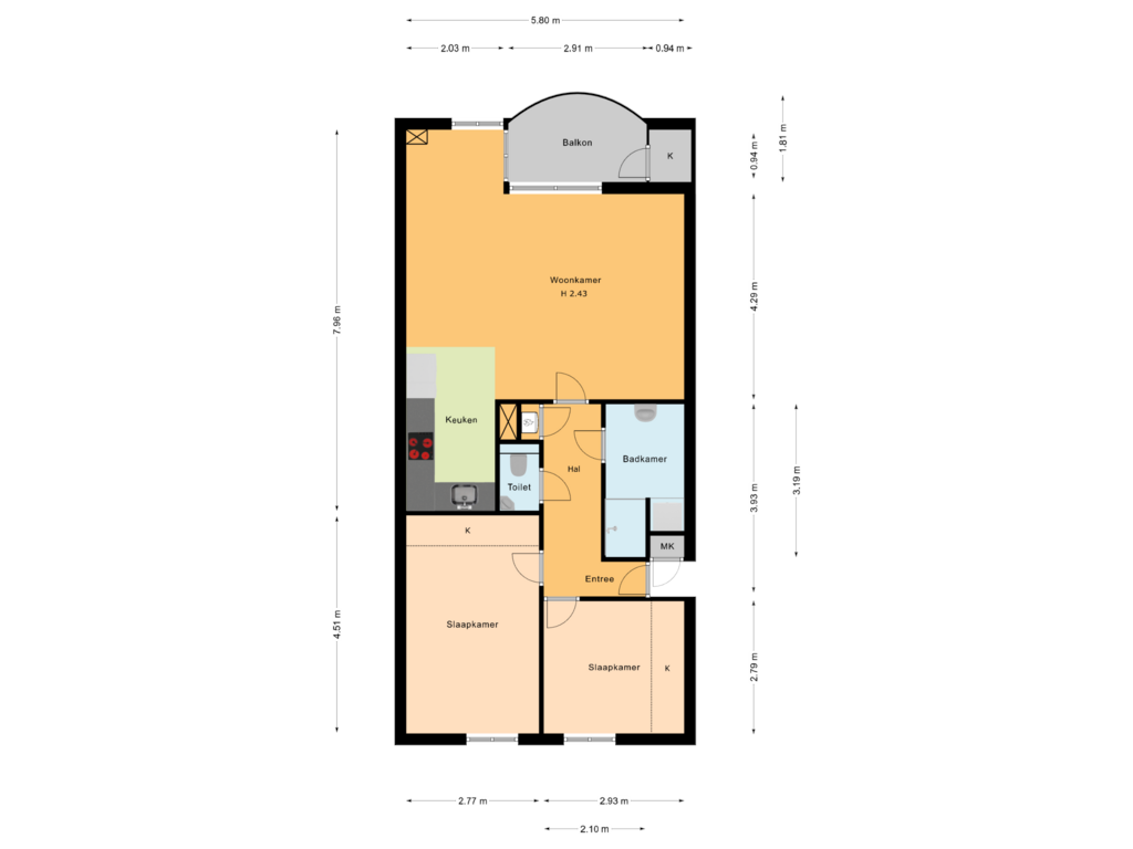 Bekijk plattegrond van 7e Verdieping van Gevers Deynootweg 1276-C