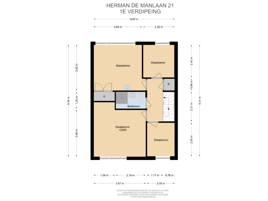 View floorplan of 1E Verdieping of Herman de Manlaan 21