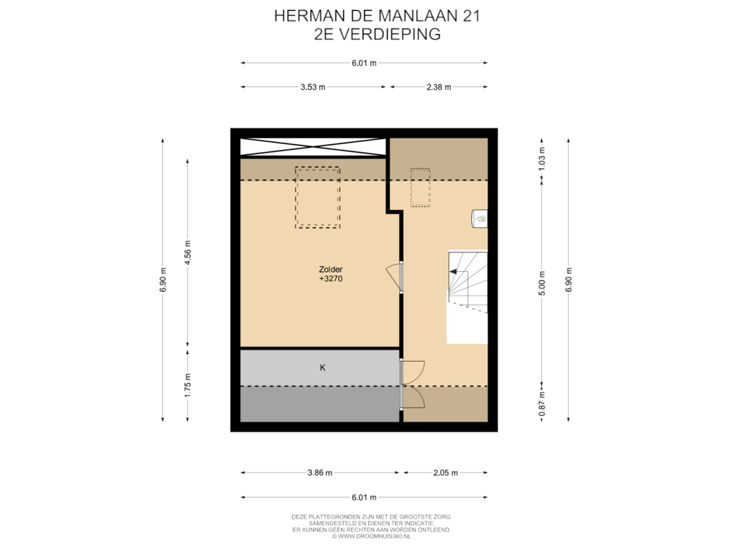 View floorplan of 2E Verdieping of Herman de Manlaan 21