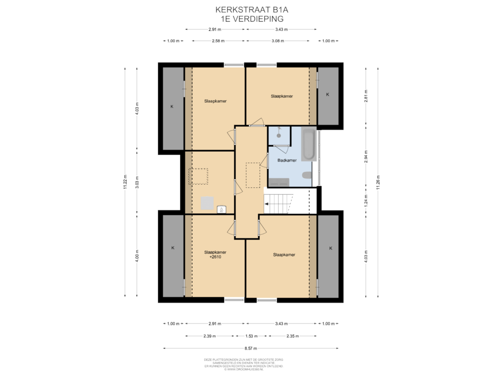 View floorplan of 1E Verdieping of Kerkstraat 1-A