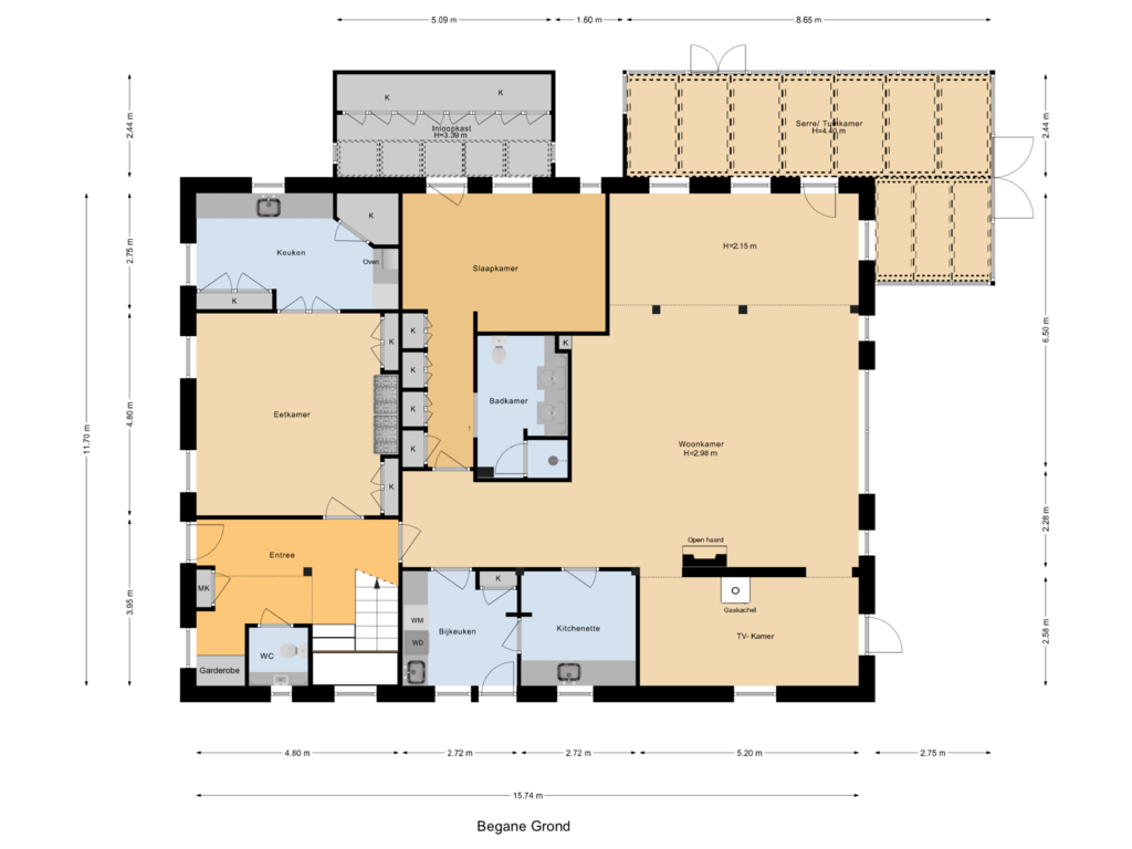 View floorplan of Begane Grond of Vrochterdijk 15