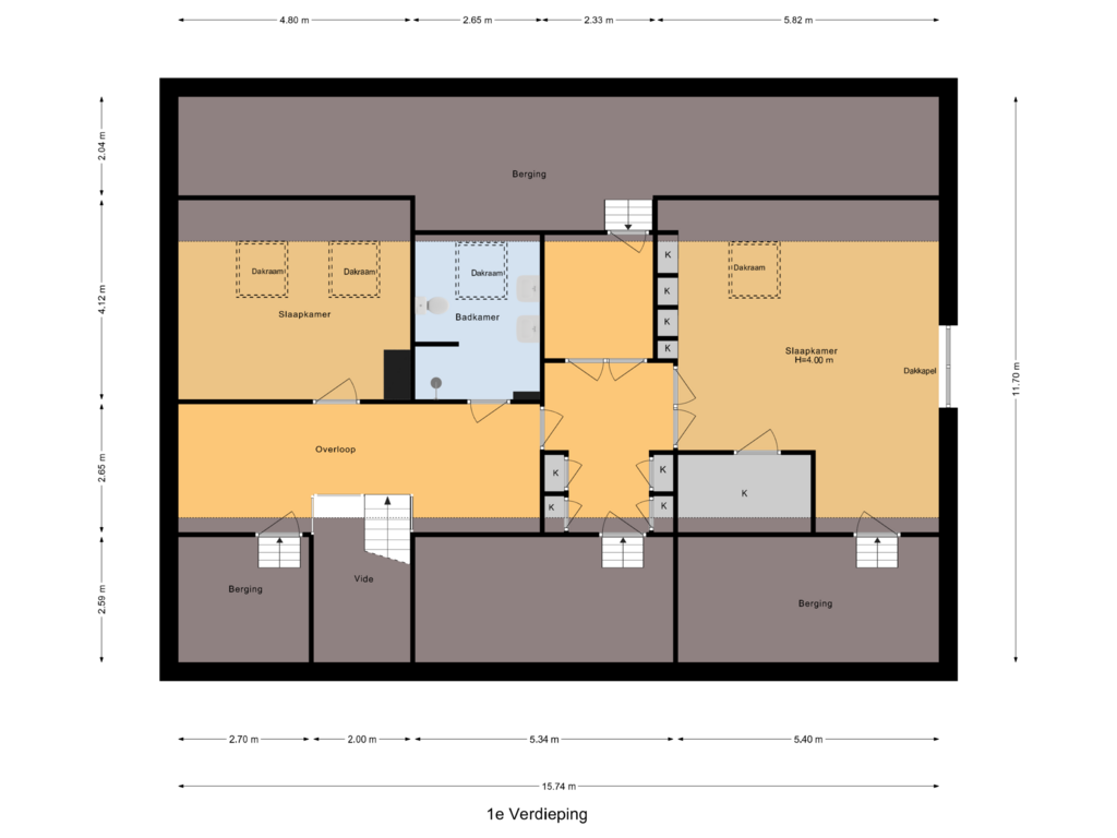 View floorplan of 1e Verdieping of Vrochterdijk 15