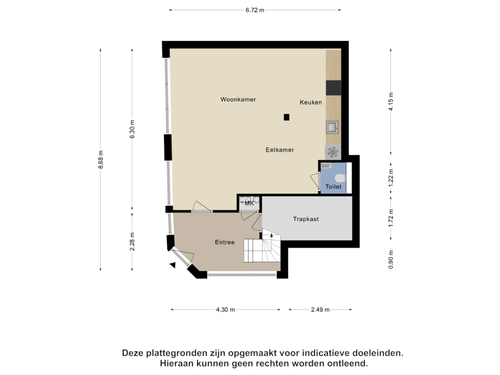 View floorplan of Begane Grond of Sint-Antoniusstraat 26-A