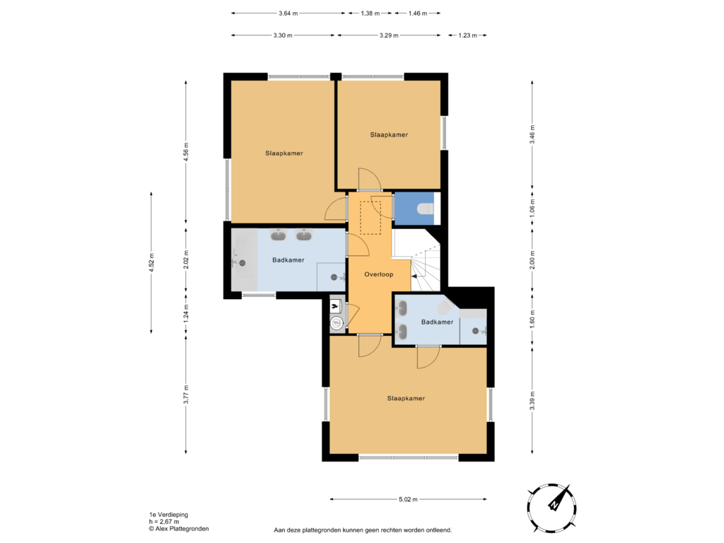 Bekijk plattegrond van 1e Verdieping van Oostdaallaan 1