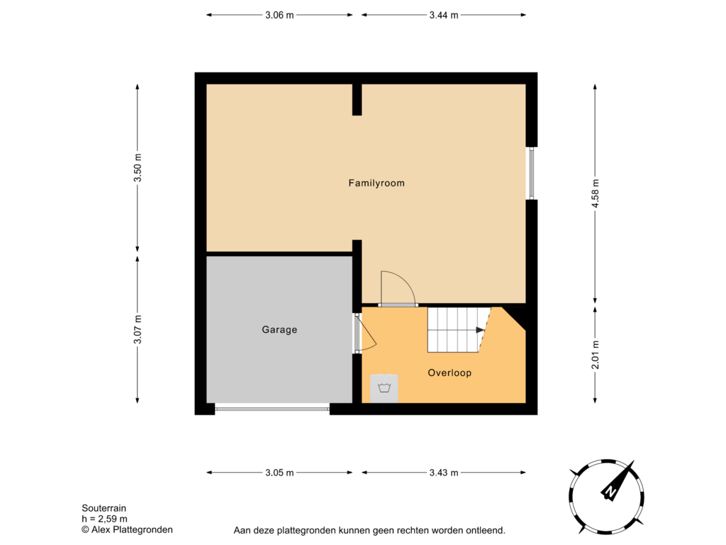 Bekijk plattegrond van Souterrain van Oostdaallaan 1