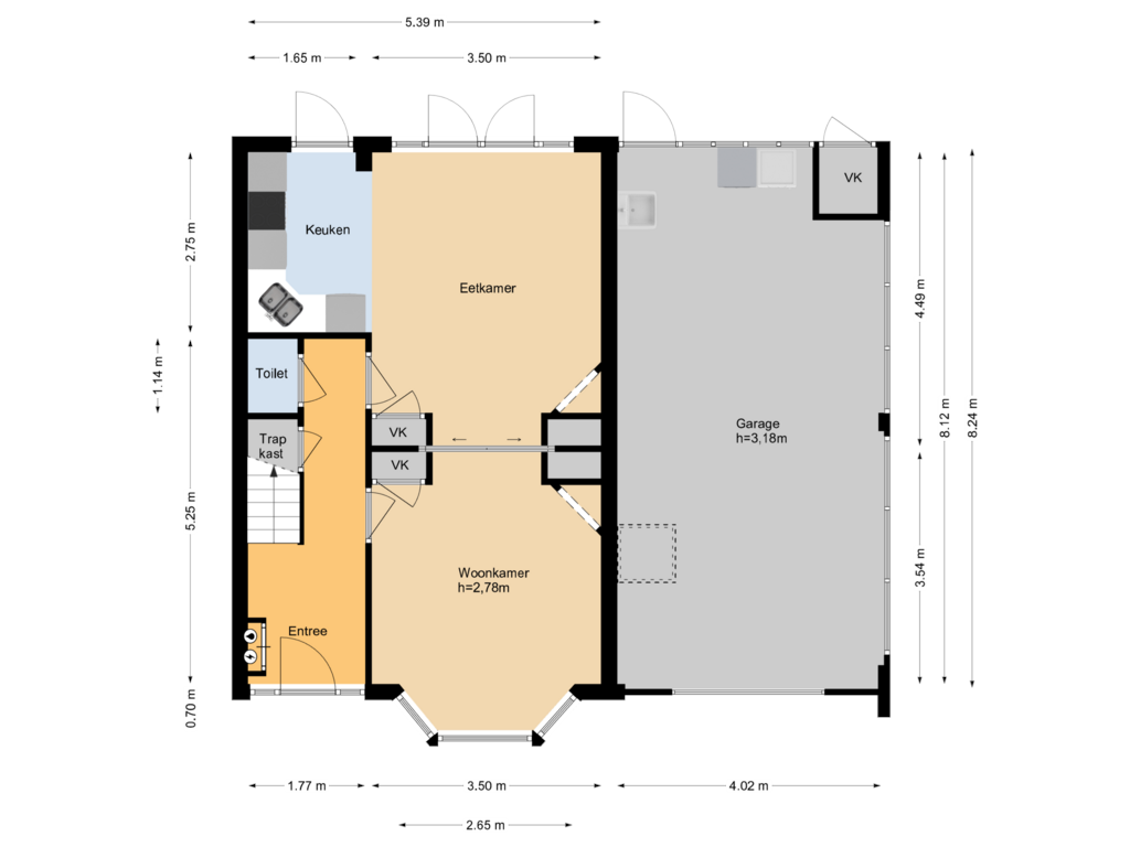 Bekijk plattegrond van Begane grond van Eerste Hieronymus van Alphenstraat 5