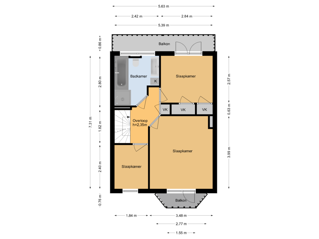 Bekijk plattegrond van 1e verdieping van Eerste Hieronymus van Alphenstraat 5