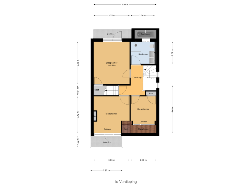 Bekijk plattegrond van 1e Verdieping van Haagweg 33-A