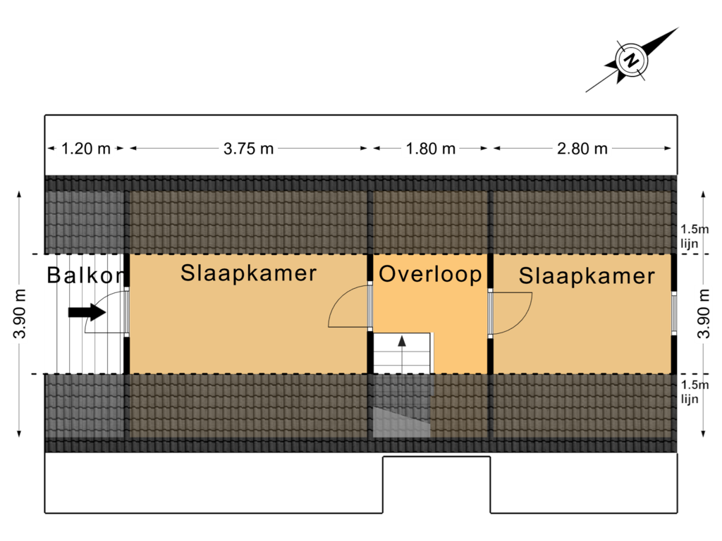 Bekijk plattegrond van 1e Verdieping van Oostmahorn 183