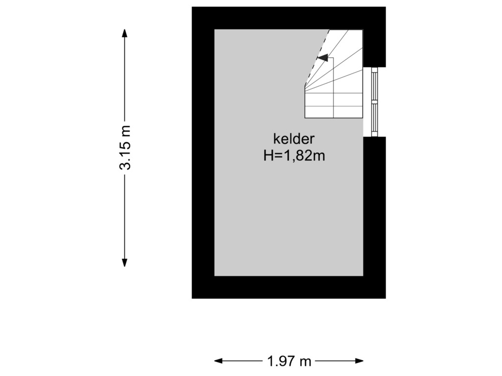 Bekijk plattegrond van Kelder van Korte Singel 15